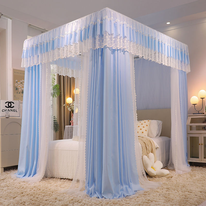 Màn Chống Muỗi Hai Lớp Hai Cực Dày Dặn, Rèm Giường Che Nắng, Rèm Chống Bụi Kín Hoàn Toàn, Rèm Khóa Mã Hóa Ba Cửa, Gạc Tà