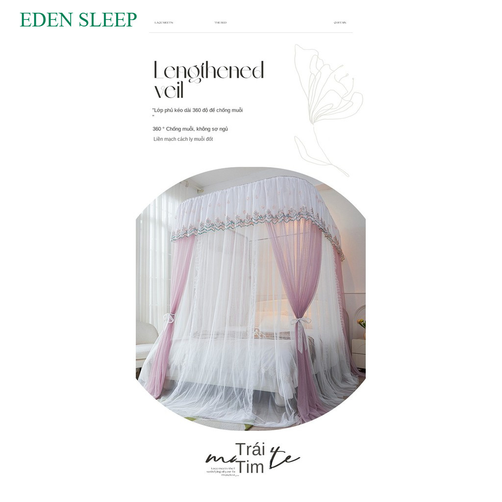 Màn mùng  chống muỗi có thể mở rộng phong cách công chúa  điều chỉnh chiều cao khung thép không gỉ lkhông khoan tường