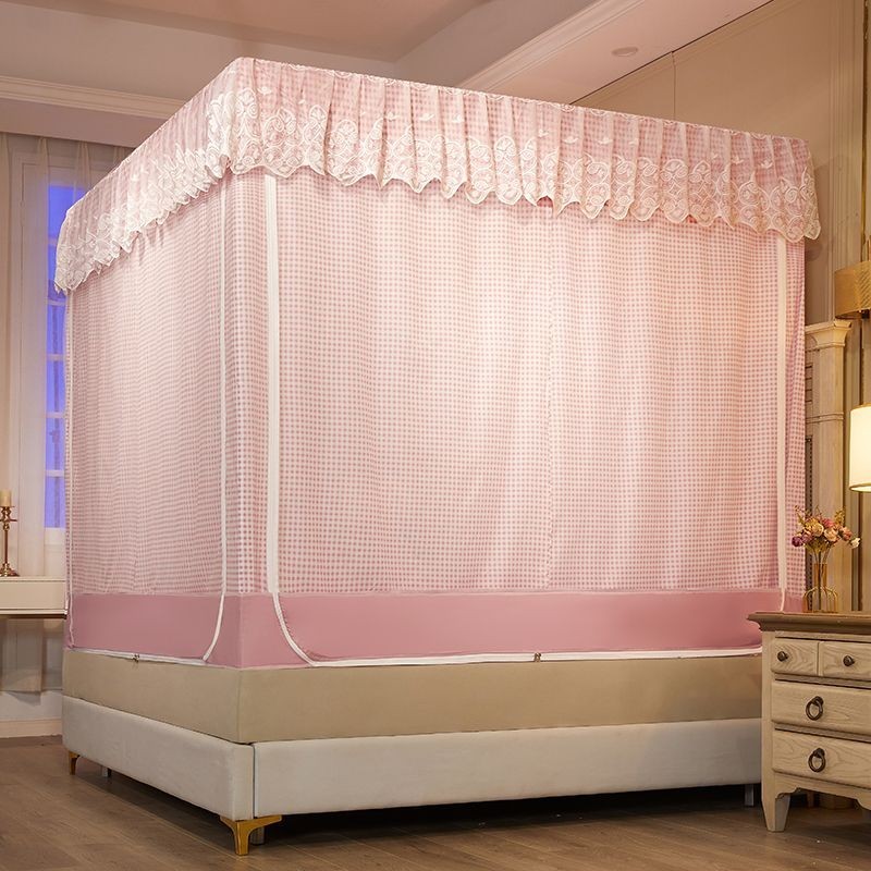 Ghế Giường Lưới Chống Muỗi Ba Cửa Chống Bụi Mái Che Nắng Rèm Cửa Sơn Giá Đỡ Dây Kéo Bao Kín Hoàn Toàn Chống Rơi Rèm Giườ