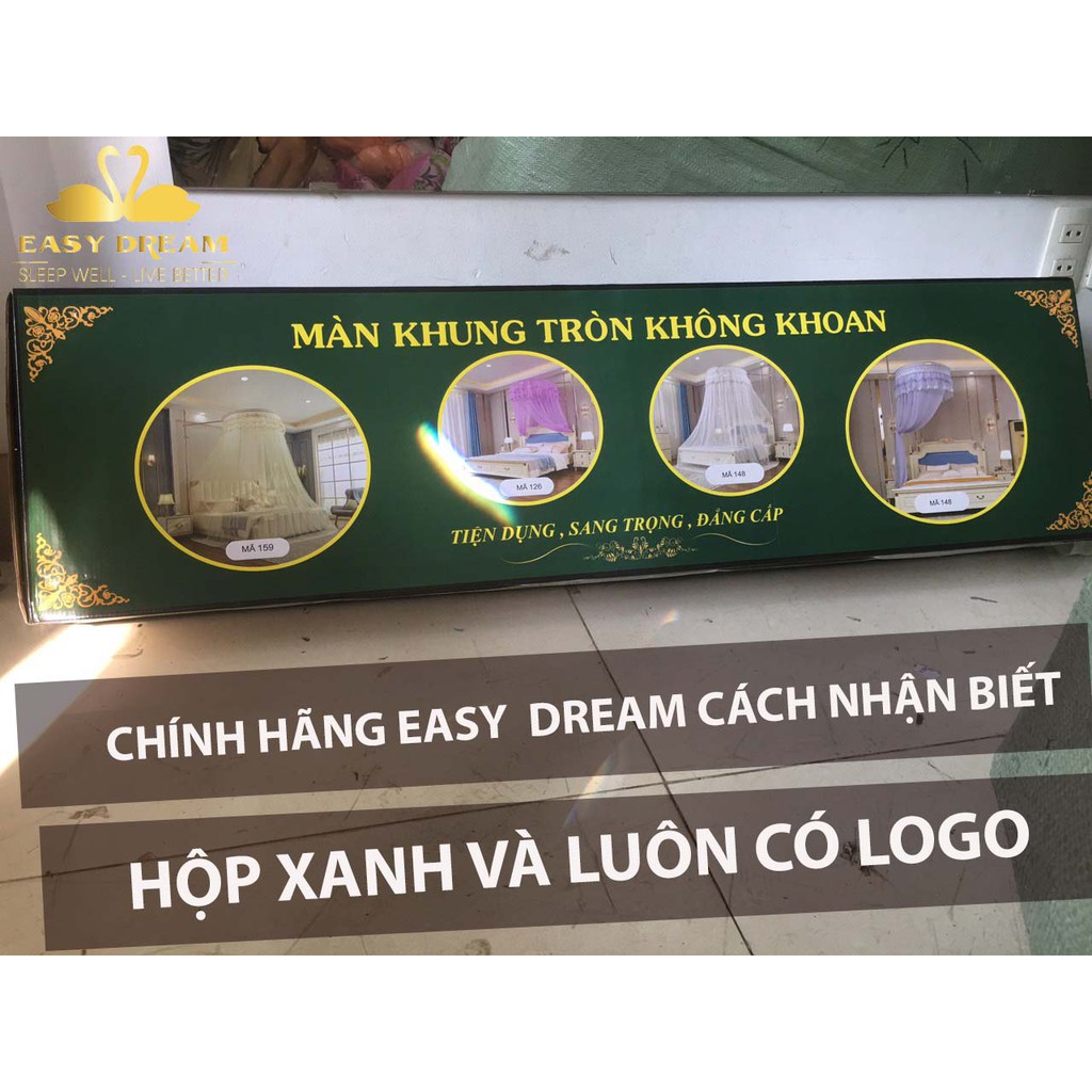Màn khung không khoan tường  EASY DREAM Mùng khung tròn đa năng sử dụng được giường từ 1.2m đến 2.2m  các loại giường