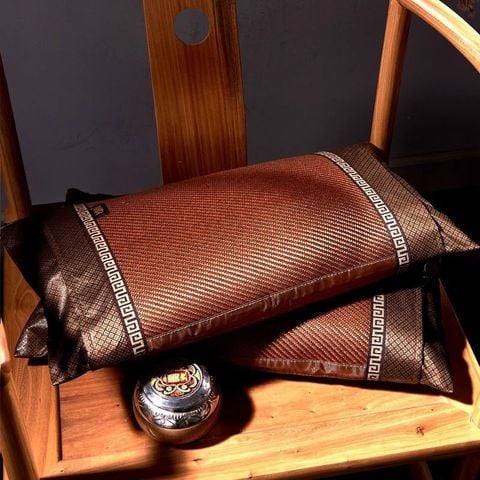 Gối Hai Mặt Mùa Hè Gối Mát Mùa Hè CHIẾU MÂY Học Sinh Gối Kê Cổ Đơn Gối Hoa Lá Ngủ Trưa Cho Người Lớn Có Lõi