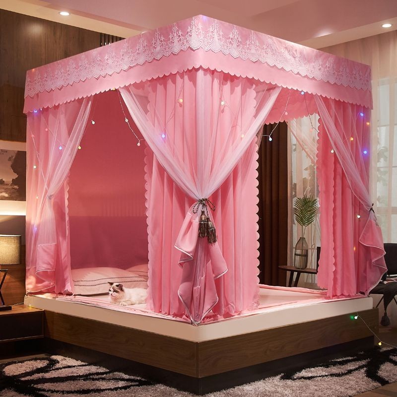 Màn Chống Muỗi Kiểu Mới Ba Cửa Kiểu Giường Ngồi Che Nắng Chống Bụi Phía Trên Dây Kéo Bao Toàn Bộ Giường Chống Rơi Cho Bé