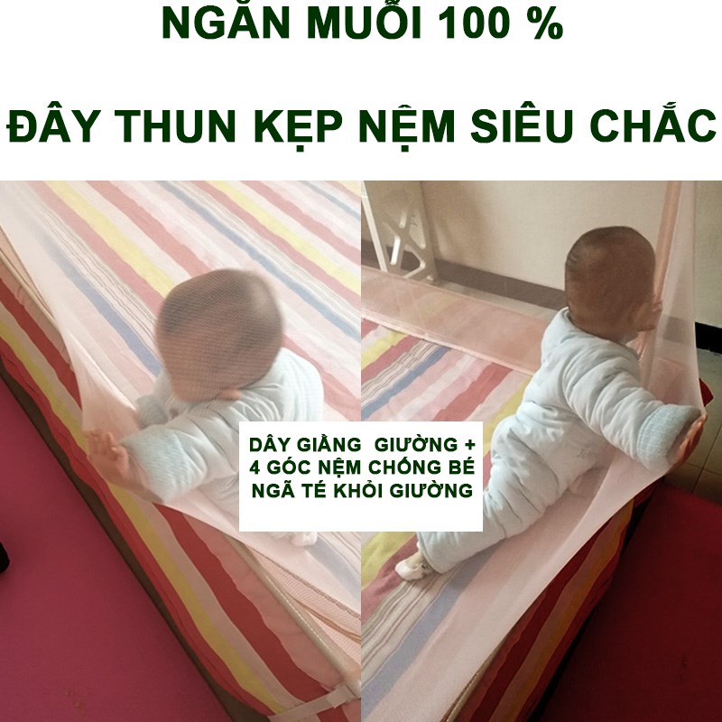 Màn khung không khoan tường  nằm nệm dưới sàn trên giường đều sử dụng được