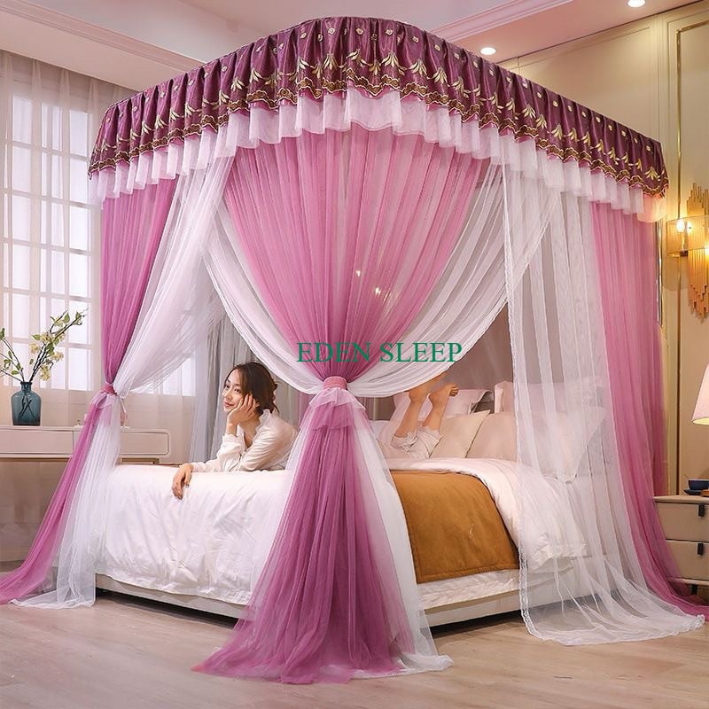 Màn/ mùng khung 2 cột không khoan tường 2 lớp, chống bụi, chống muỗi ,Màn công chúa 2 lớp