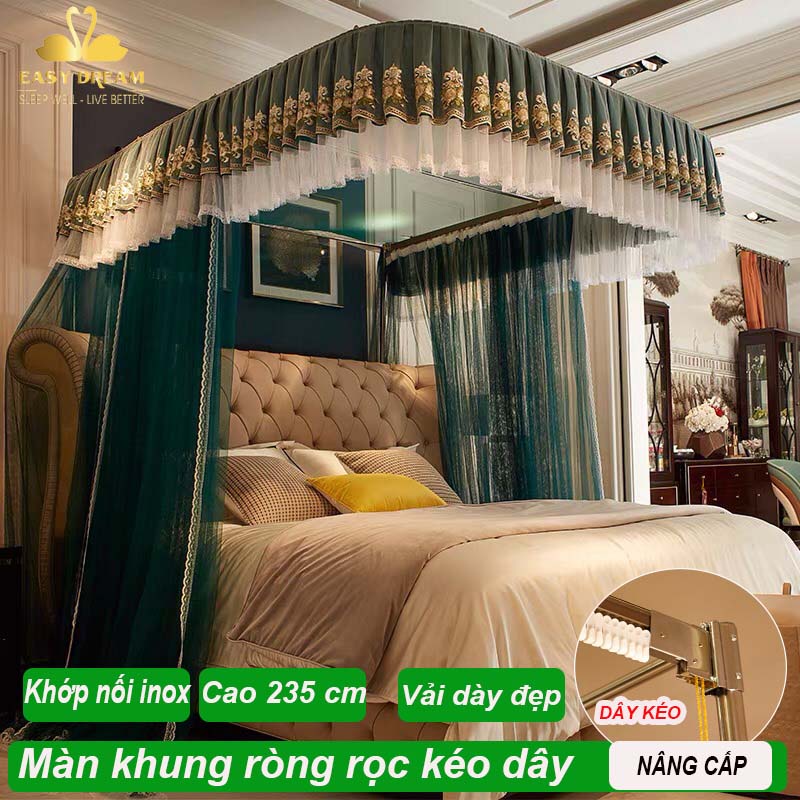 Màn khung kéo dây ròng rọc không khoan tường - Mùng ngủ cao cấp  - mùng ngủ cao cấp màn công chúa hiện đại