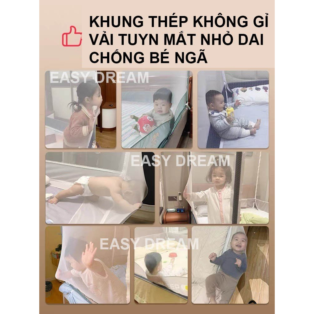 Màn khung không khoan tường nằm nệm - gồm màn + khung + chiếu điều hòa  -mùng chống muỗi cho bé -mùng ngủ
