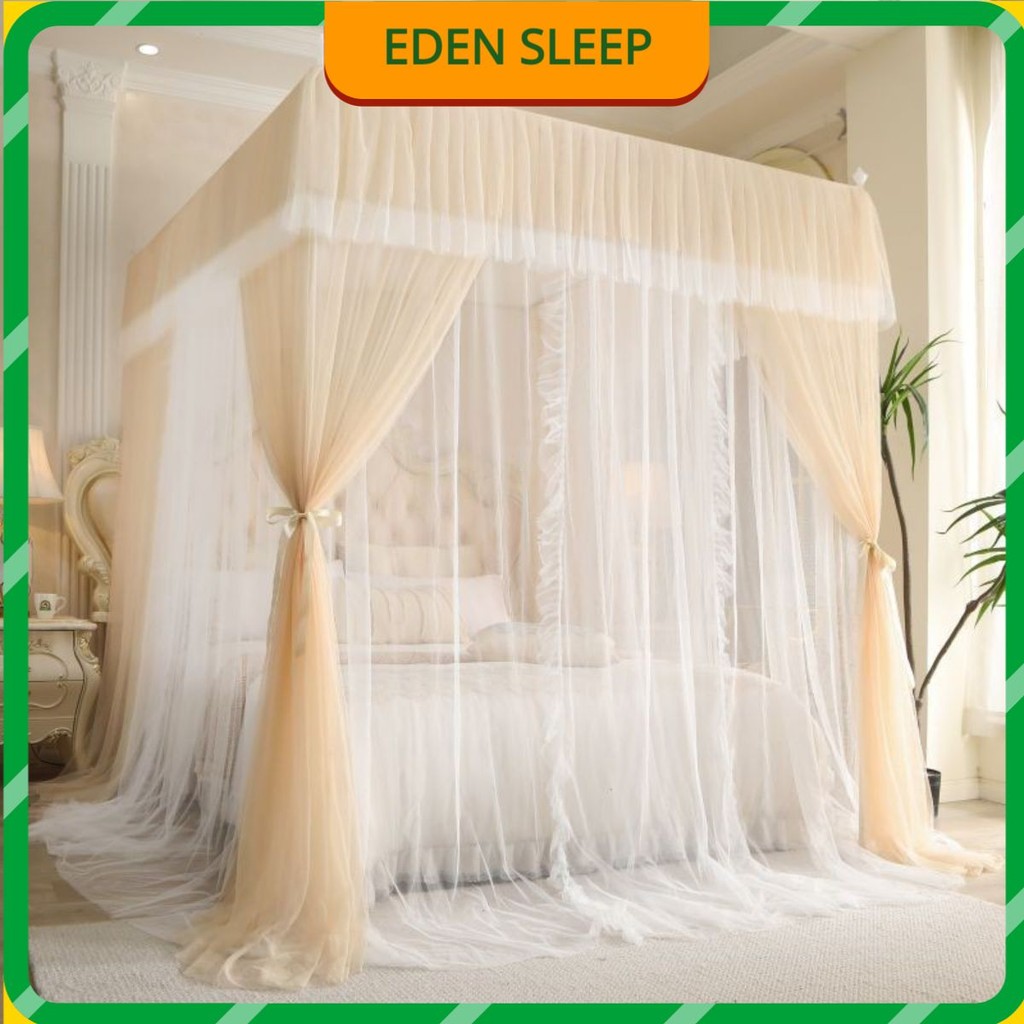 EDEN SLEEP Màn rèm chống muỗi 2 lớp,mùng khung 3 cửa, giường đôi phòng ngủ nhà rèm chắn giường 1.5-1.8-2m