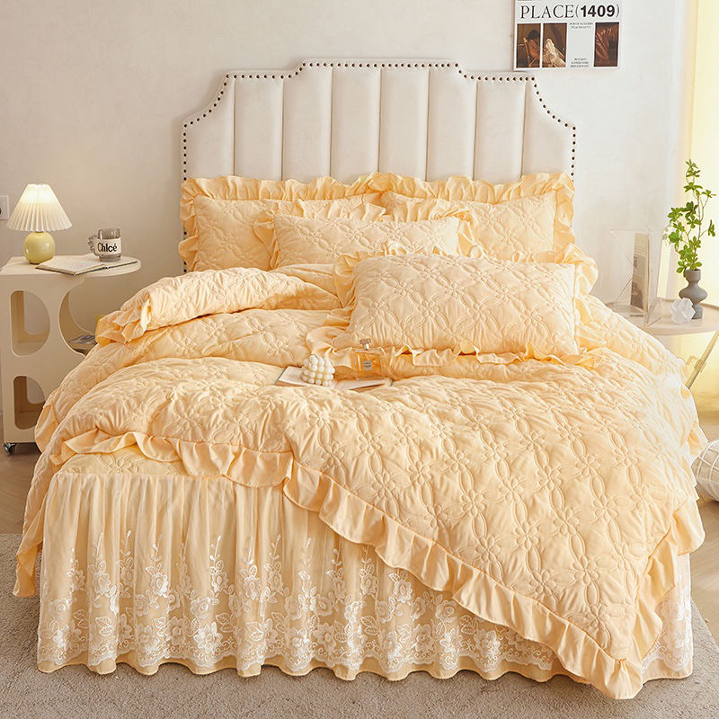 Sét 4 món ga đũi, thêu ren; sợi bông đậu nành an toàn cho da