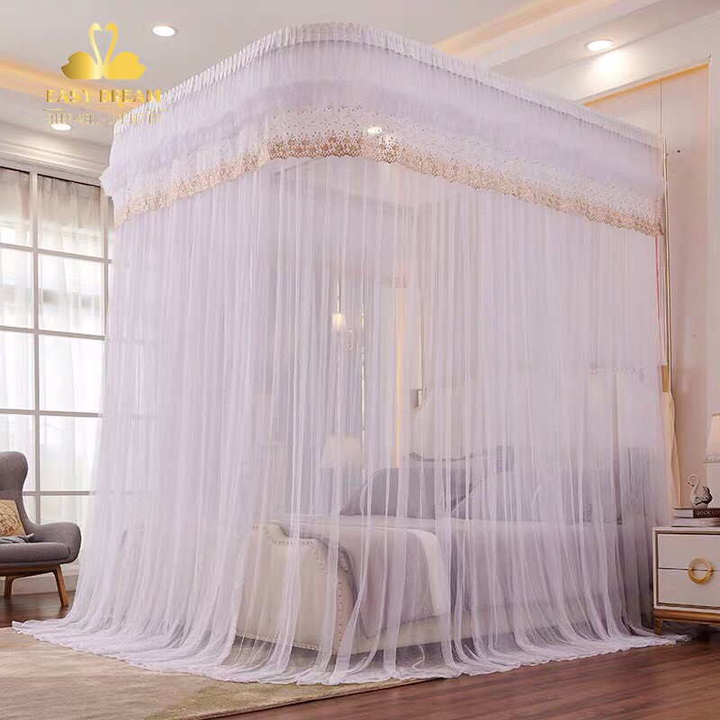 Màn (mùng ) khung không khoan tườngcó dây kéo ròng rọc cao 2m25 khung inox vải tuyn chống muỗi