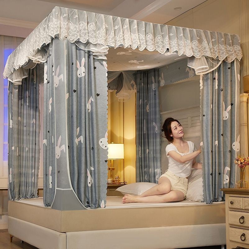 EDEN SLEEP màn chống muỗi trọn bộ, mùng khung rèm chắn sáng cho gia đình, dây kéo rèm giường phòng ngủ