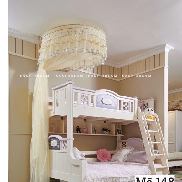 Màn tròn công chúa cao cấp Không khoan tường EASY DREAM Đa Năng  khung trụ  inox cao cấp không gỉ chất vải tuyn xịn