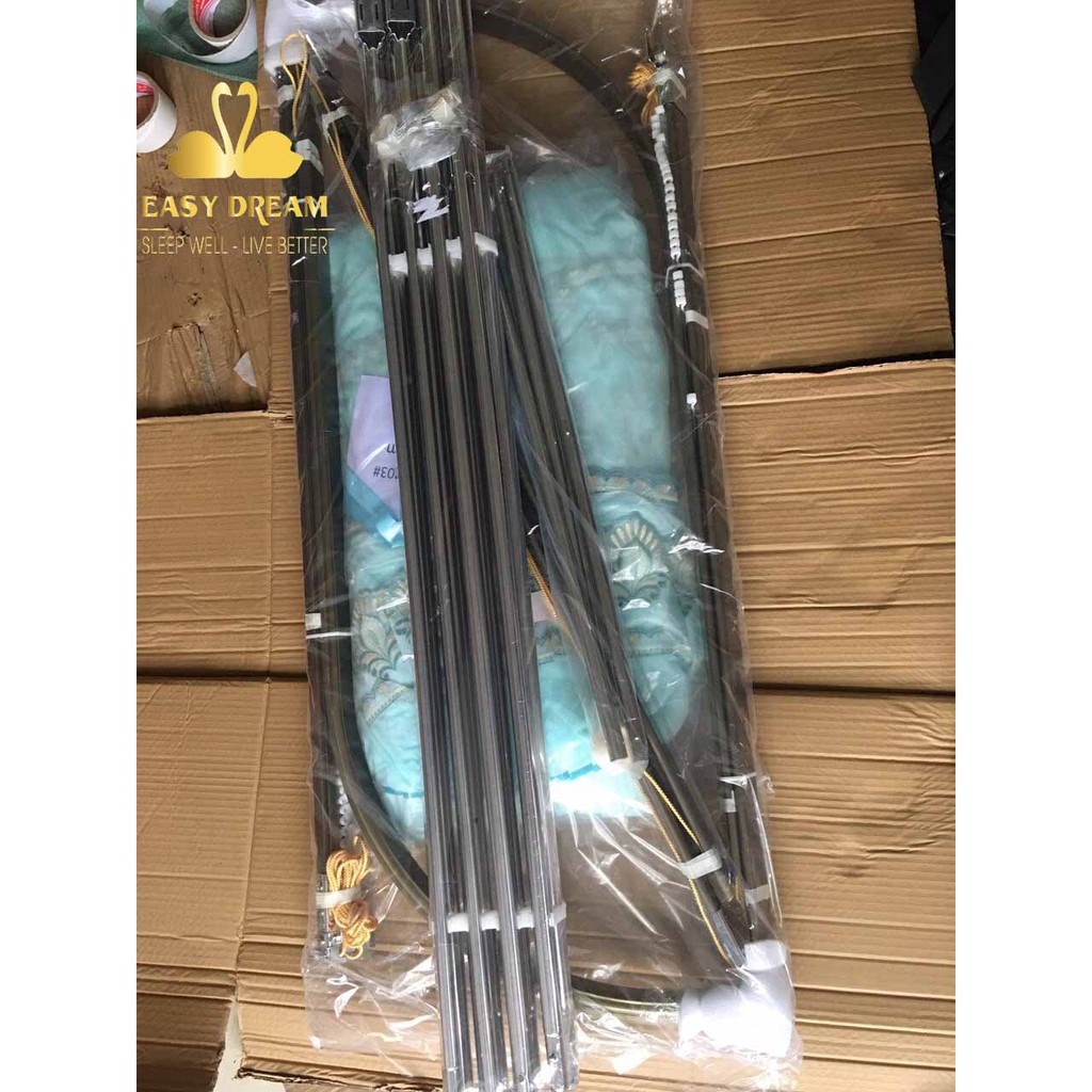 Màn khung ròng rọc cao cấp không khoan tường Mùng ngủ  có dây kéo - chiều cao 2m25  vải voan cao cấp