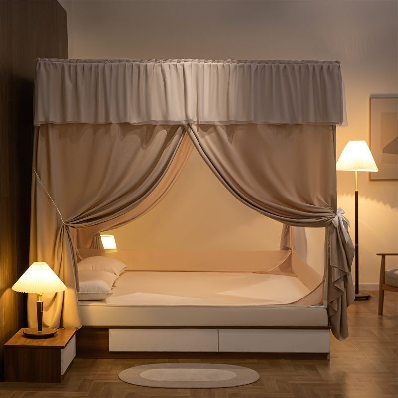 Giường Ngủ Lưới Chống Muỗi Yurt Chống Rơi Trẻ Em Che Ánh Sáng Rèm Cửa Phòng Ngủ Gia Đình Khóa Kéo Hoàn Toàn Kiểu Khăn Tr