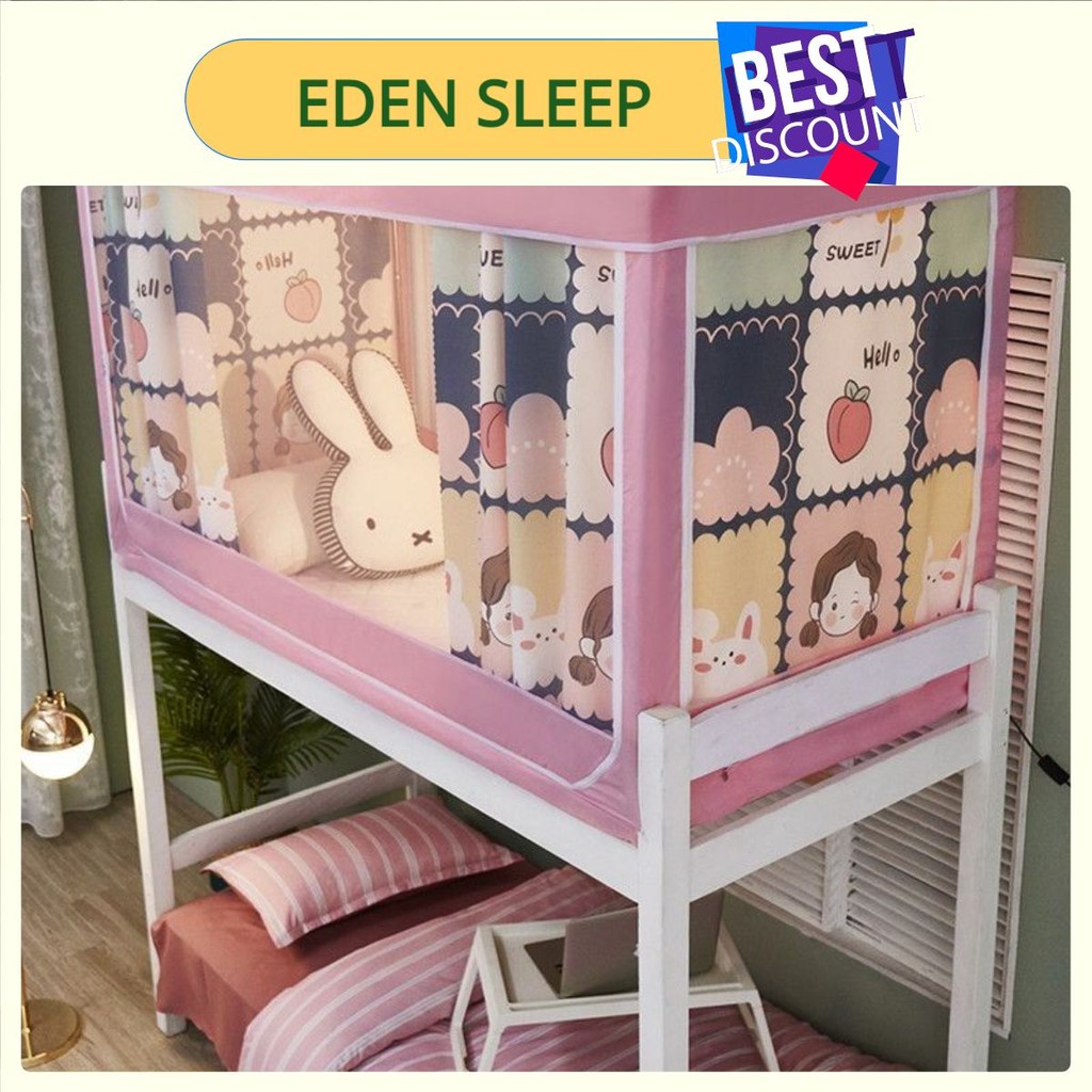 EDEN SLEEP Màn mùng khung chống muỗi giường tầng trên và dưới ký túc xá sinh viên, rèm giường cản sáng 3 cửa