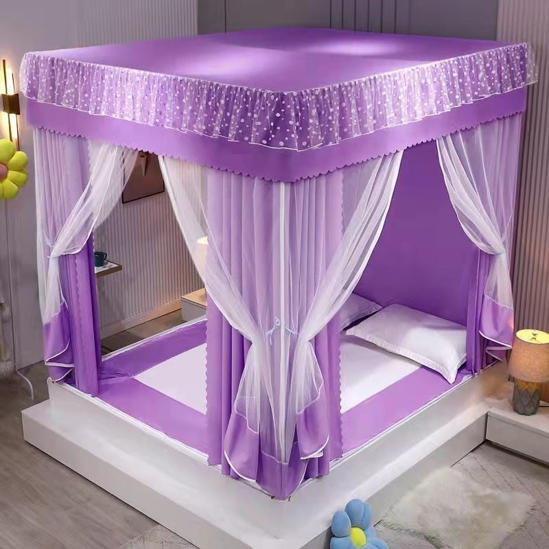 EDEN SLEEP Màn Chống Muỗi Có Dây Kéo Chống Bụi,Màn Chụp,Rèm Giường Chống Muỗi Dày Dặn Chống Rơi Toàn Bộ Mùng Màn Khung