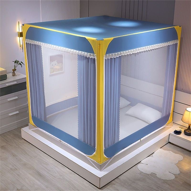 EDEN SLEEP màn chụp chống muỗi trọn bộ mùng khung,cản sáng chống bụi rèm giường 3 cửa có khóa kéo kín chống rơi