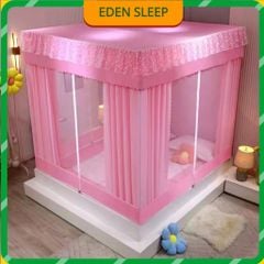 EDEN SLEEP Màn Chống Muỗi Có Dây Kéo Chống Bụi,Màn Chụp,Rèm Giường Chống Muỗi Dày Dặn Chống Rơi Toàn Bộ Mùng Màn Khung