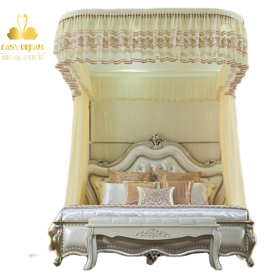 Màn khung ròng rọc cao cấp không khoan tường Mùng ngủ  có dây kéo - chiều cao 2m25  vải voan cao cấp