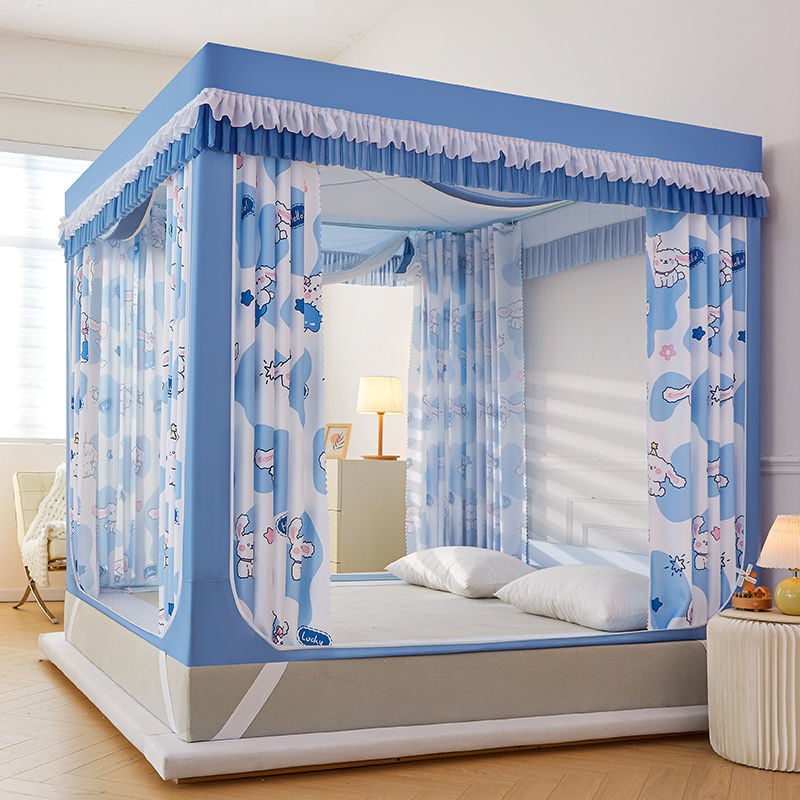 EDEN SLEEP Màn chống muỗi trẻ em rèm giường trọn bộ màn khung vuông khóa kéo 3 cửa,chống bụi 1.2m-2m mùng khung