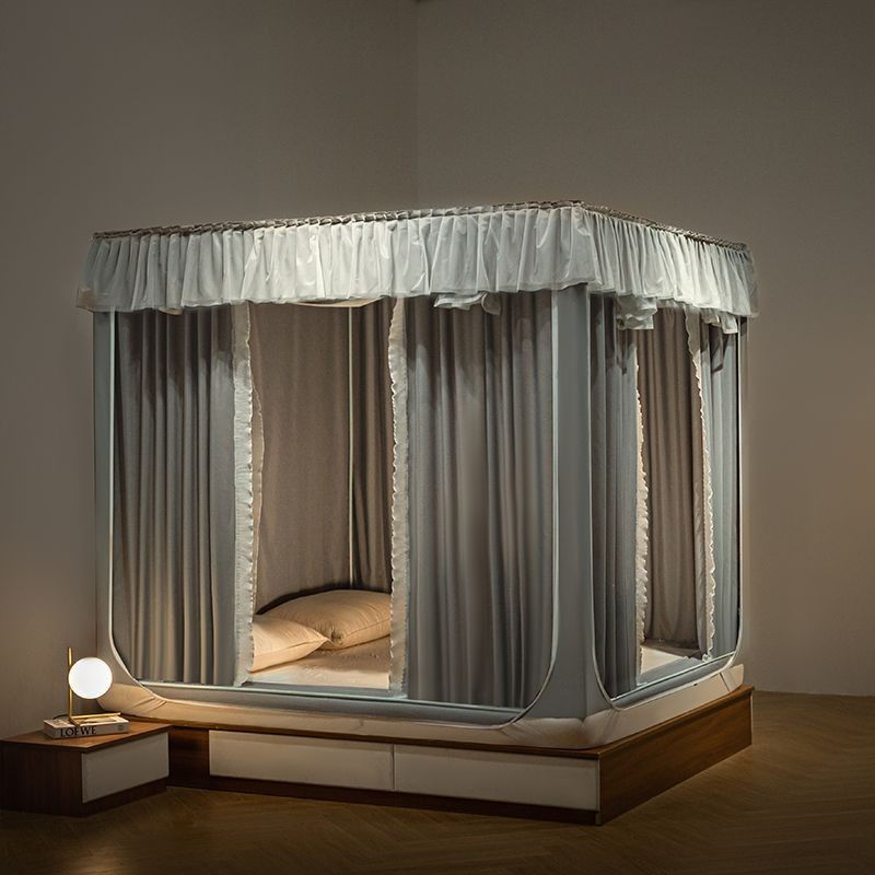 Rèm Giường Chống Sáng Gia Dụng Rèm Chống Rơi Trẻ Em Kiểu Tích Hợp Dây Kéo Ba Cửa Bọc Kín Hoàn Toàn Rèm Chống Bụi Yurt