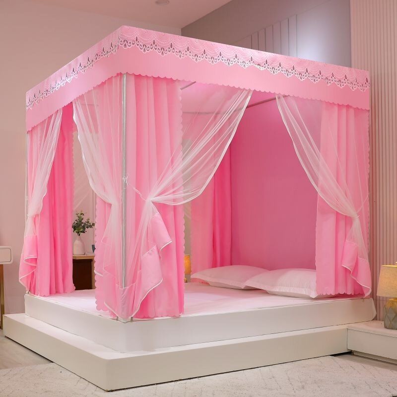 EDEN SLEEP Màn/Mùng Chống Muỗi Rèm Giường Dày Dặn Chắn Sáng Chống Bụi Dây Kéo Trọn Bộ Mùng Màn khung Vuông