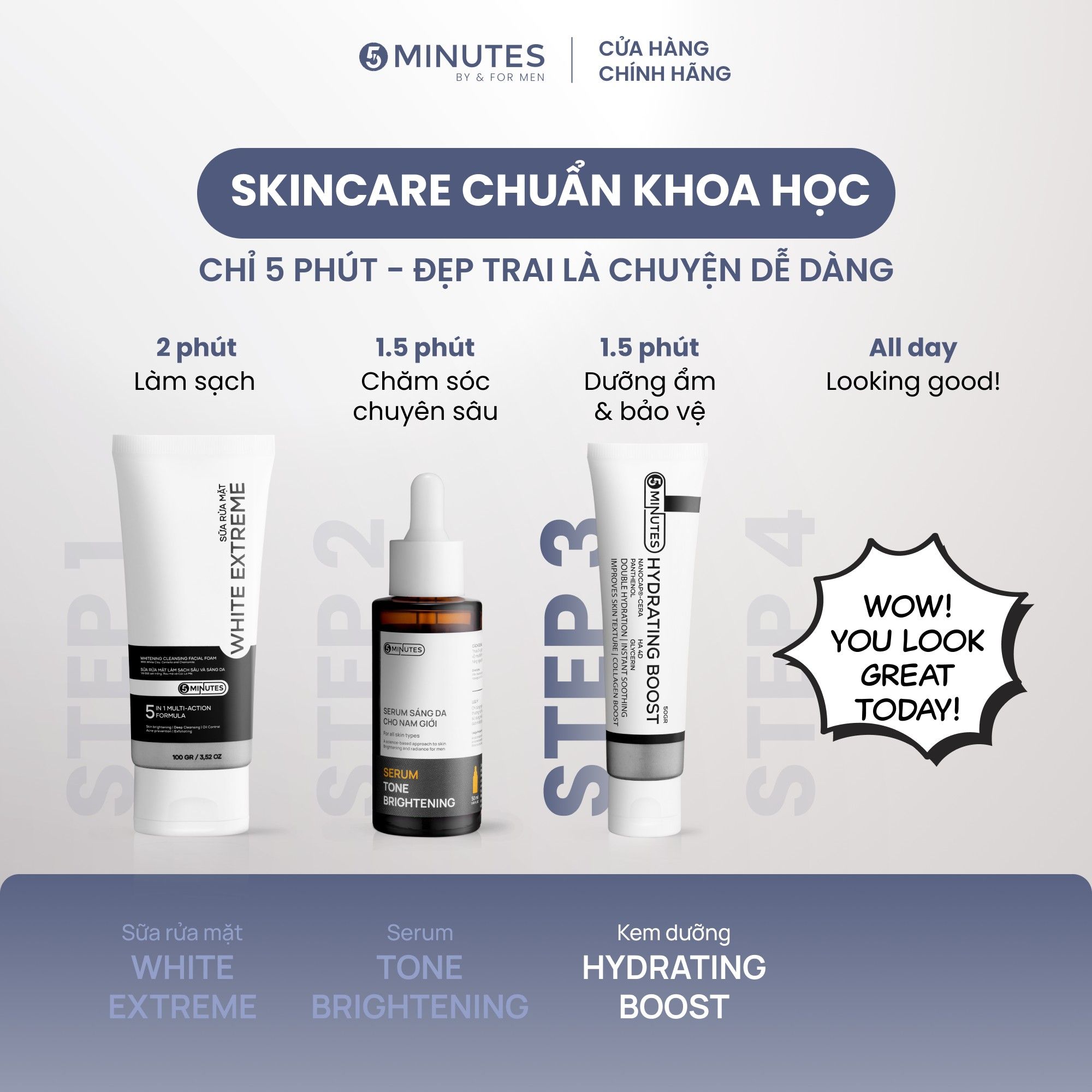  Kem dưỡng ẩm nam giới 5MINUTES Hydrating Boost 50G 