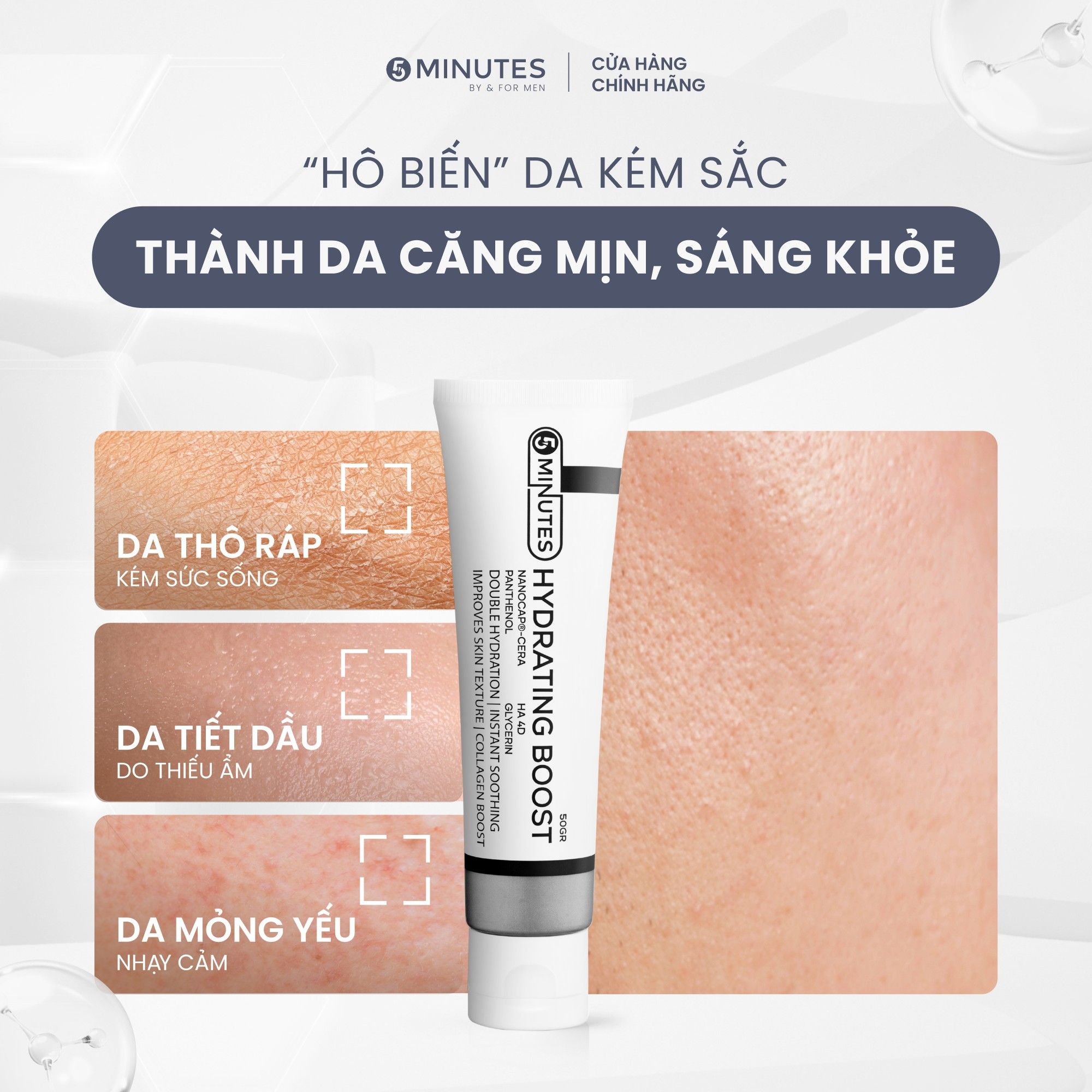  Kem dưỡng ẩm nam giới 5MINUTES Hydrating Boost 50G 