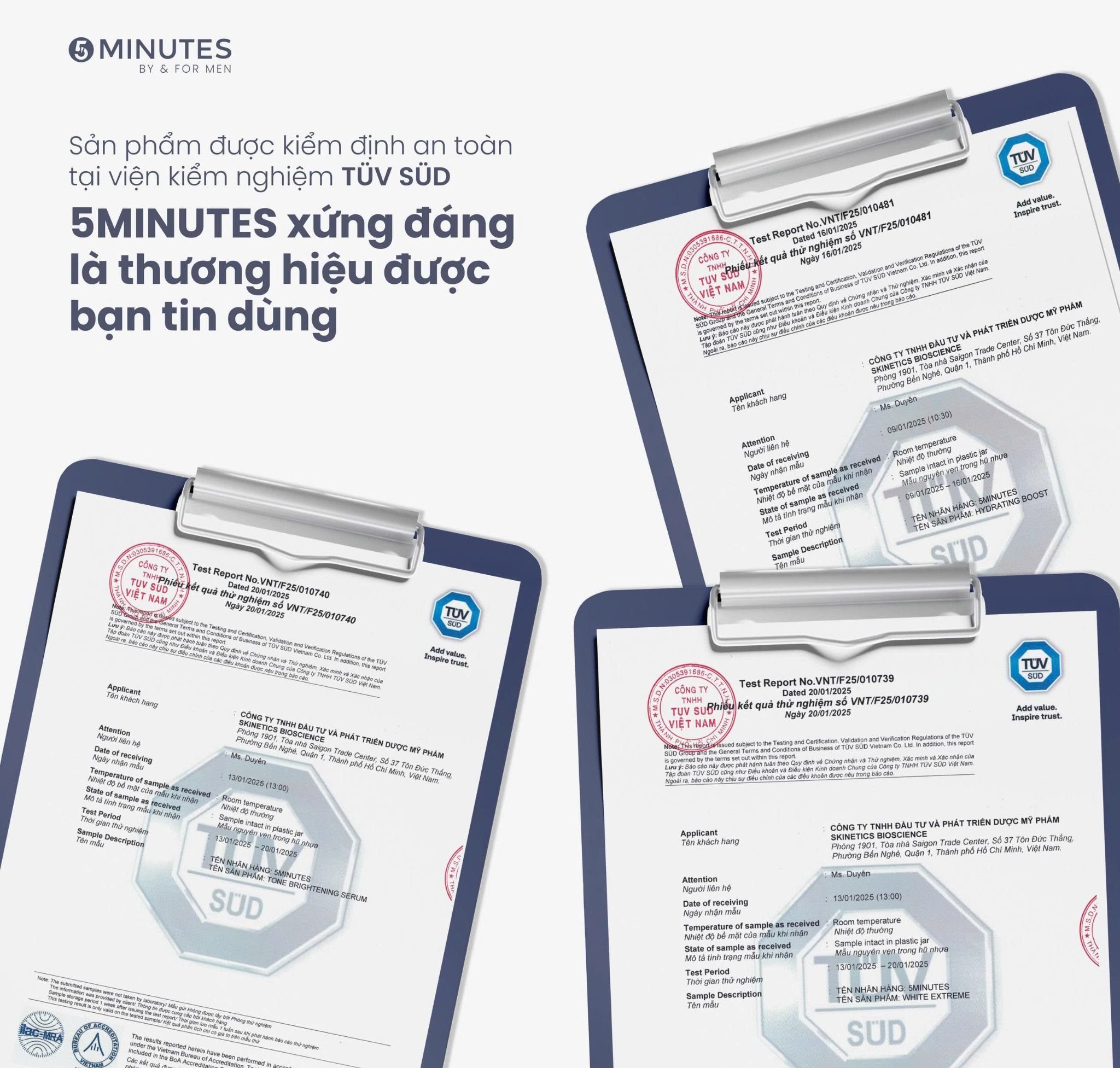  Combo 2 bước Sáng Da & Kiềm Dầu với Serum cho nam giới 5MINUTES Tone Brightening & Kem dưỡng 5MINUTES Hydrating Boost 