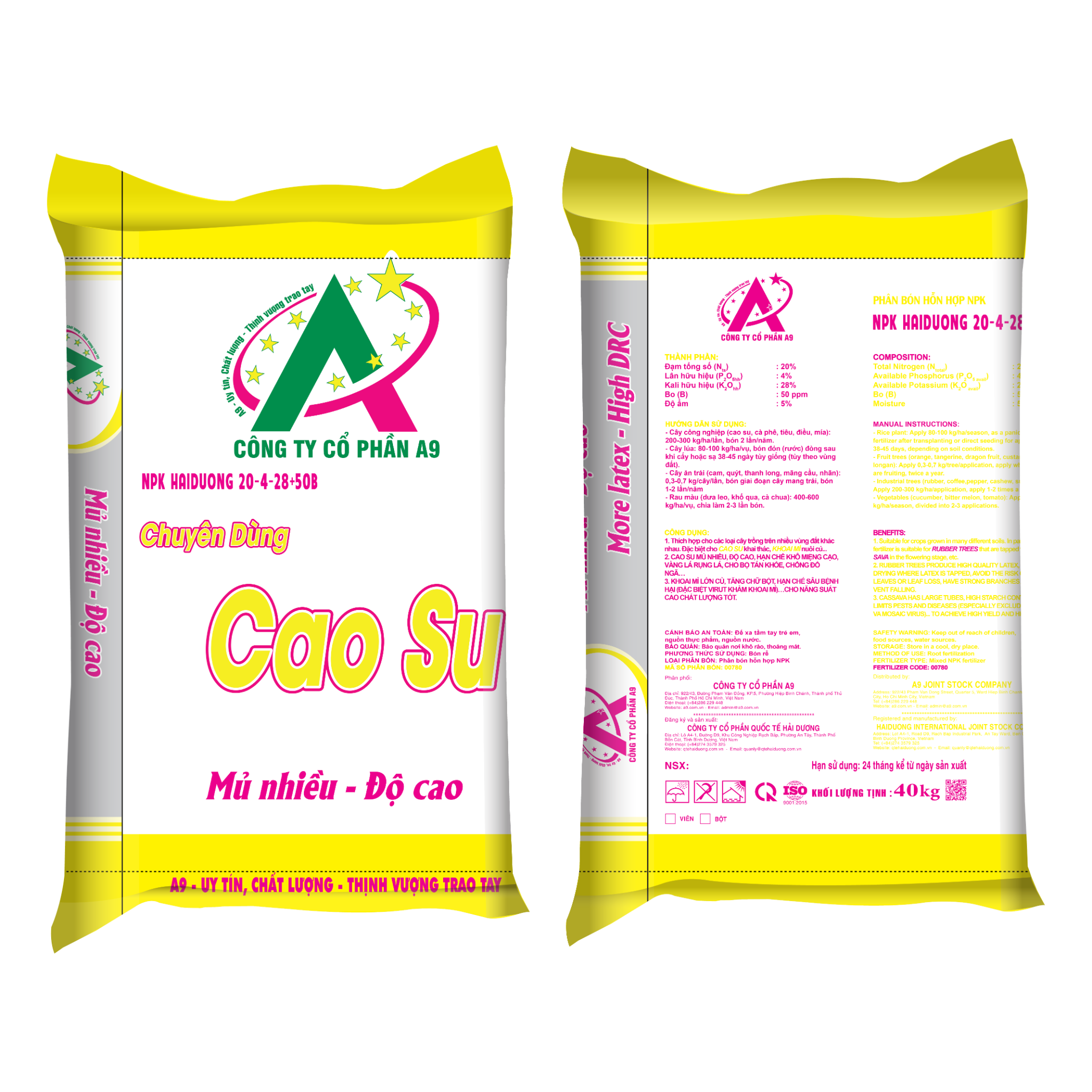  NPK HaiDuong 20-4-28+50B (Chuyên dùng Cao Su) 
