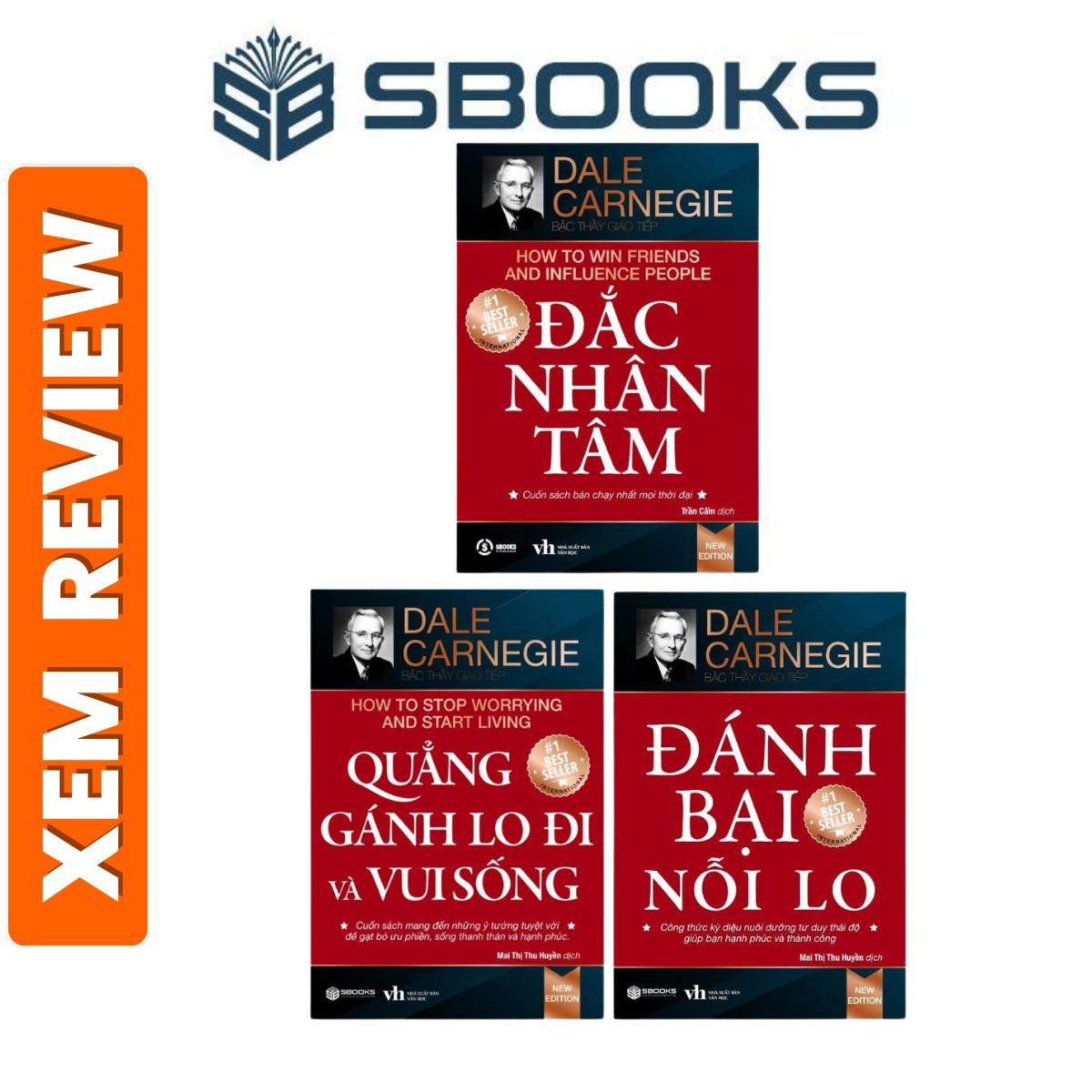  Sách - Combo 3 Cuốn : Đắc Nhân Tâm + Quẳng Gánh Lo Đi & Vui Sống + Đánh Bại Nỗi Lo (Dale Carnegie)- Sách phát triển tư duy, phát triển bản thân nên đọc 2024 - sách Sbooks chính hãng 