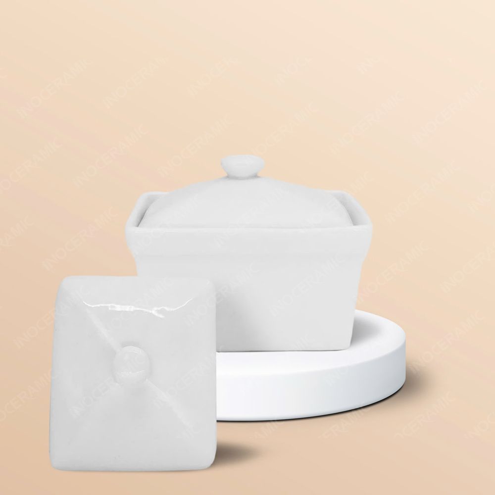 Bộ 04 hũ mứt chữ nhật men trắng