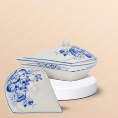 Bộ khay mứt hoa khế vẽ sen xanh