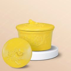 Bộ 03 hũ mứt hoa mai men vàng