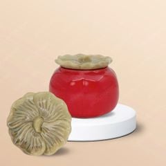 Khay 3 hũ mứt quả hồng men đỏ – Quà Tết gốm sứ Bát Tràng cao cấp