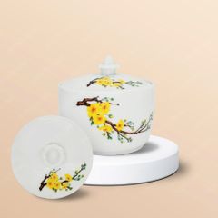 Bộ hũ mứt hoa mai men trắng