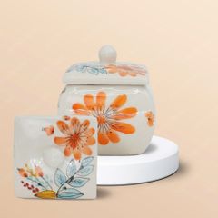 Bộ hũ mứt vuông bầu vẽ tay