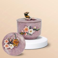 Bộ 03 hũ mứt hoa đào đắp nổi