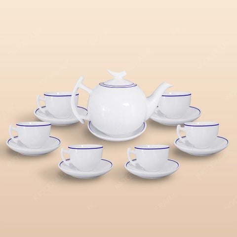 Bộ ấm trà Bưởi cành chỉ xanh dương