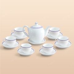 Bộ ấm trà dáng Minh Long chỉ xanh dương