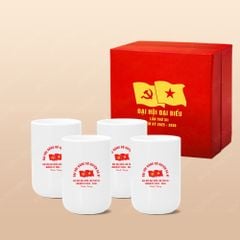 Quà tặng Đại hội Đảng - Bộ 04 ly trụ trơn trắng 300ml