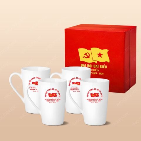 Quà tặng Đại hội Đảng - Bộ 04 ly vát trắng 350ml