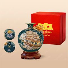 Quà tặng Đại hội Đảng - Quả hút lộc men lục thuận buồm đắp nổi H25