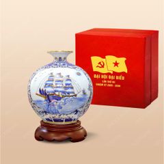 Quà tặng Đại hội Đảng - Quả hút lộc thuận buồm men lam