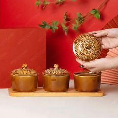 Bộ 03 hũ mứt vân sóng
