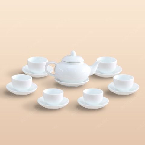 Bộ ấm trà ba men trắng