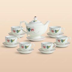 Bộ ấm trà Đèn thần men ngà vẽ chuồn chuồn ớt