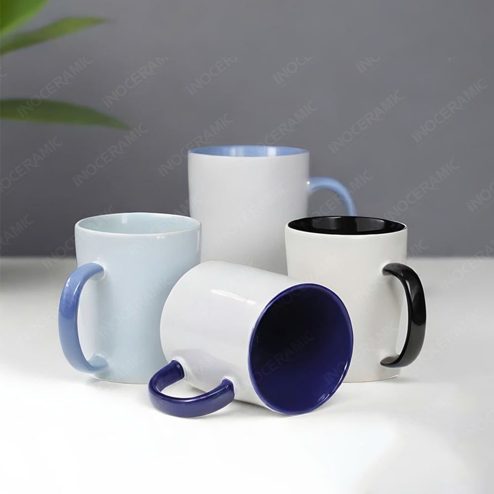 Ly sứ trụ quai C quai màu men màu in logo