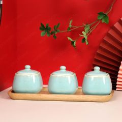 Bộ hũ mứt vuông xanh ngọc