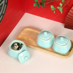 Bộ hũ mứt vuông xanh ngọc