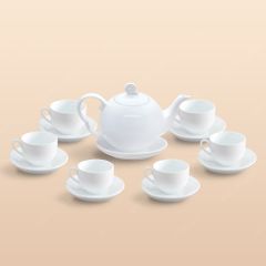 Bộ trà xoắn ốc men trắng